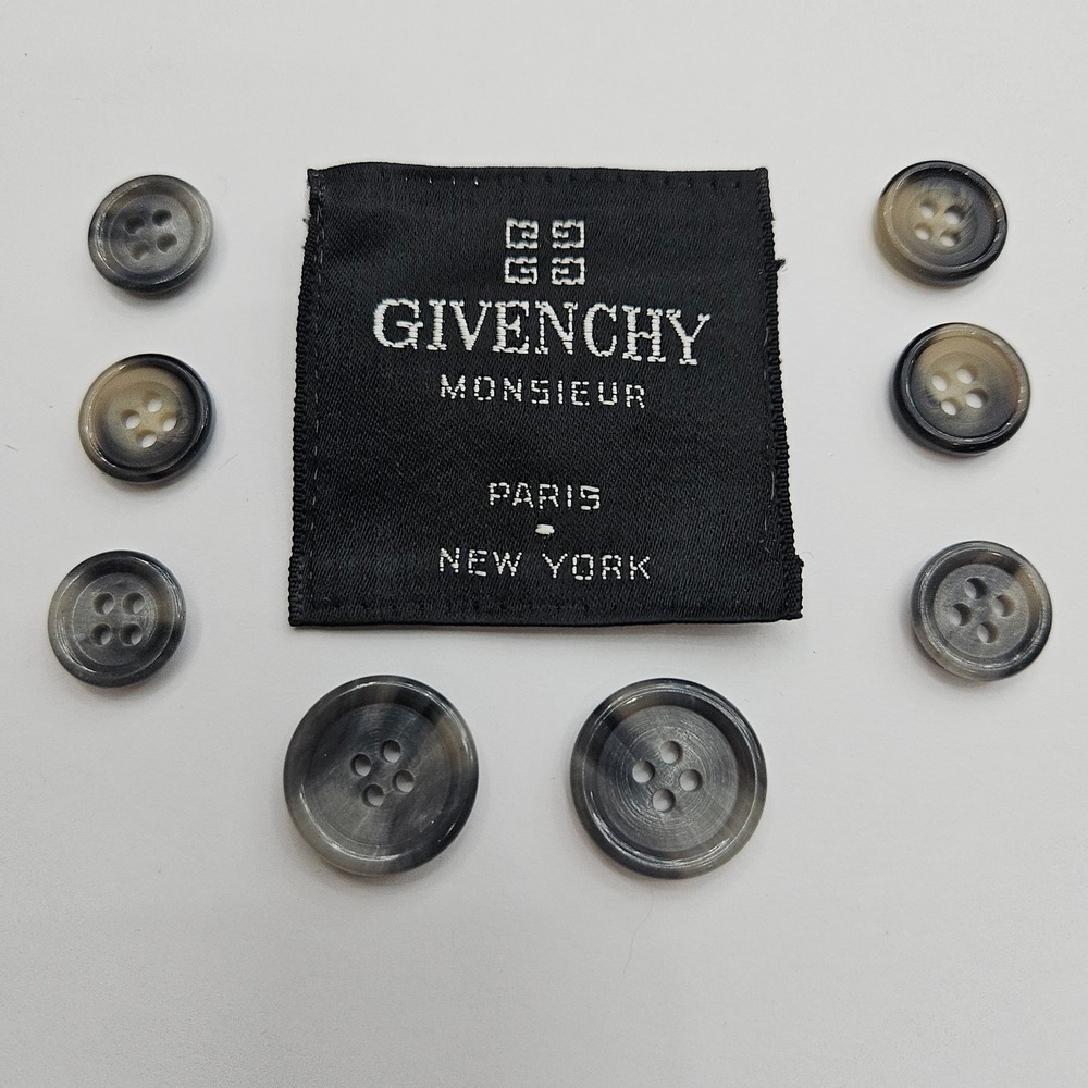 Givenchy Monsieur Gray Swirl Suit Blazer Replacement Buttons Set of 8 Marbled